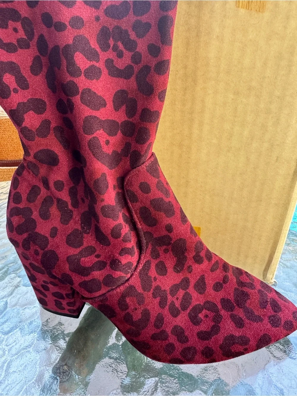 Torrid Red and Black Leopard Over-the-Knee Block Heel Boots